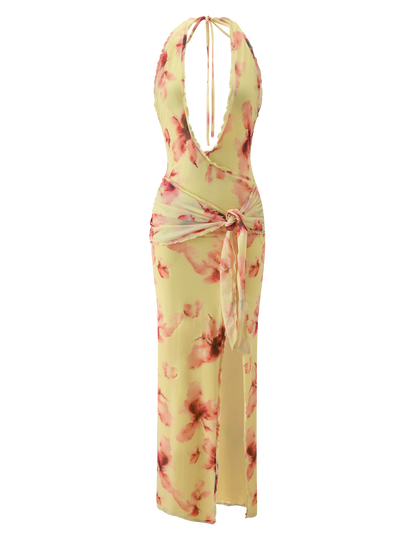 ALLEGRA MAXI DRESS - YELLOW WATERCOLOUR FLORAL