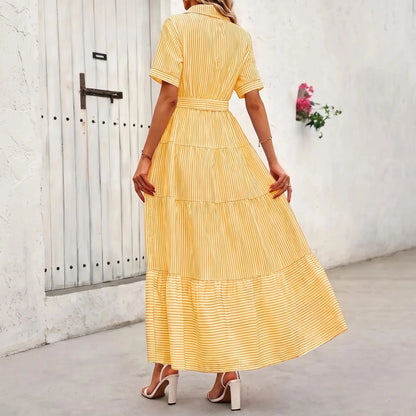 Robe Riviera — chemise longue rayée à ceinture