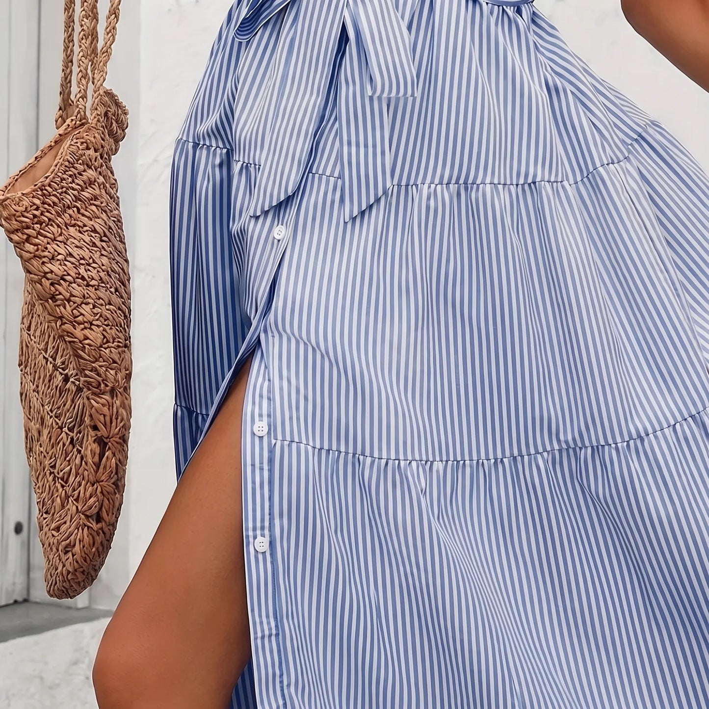 Robe Riviera — chemise longue rayée à ceinture